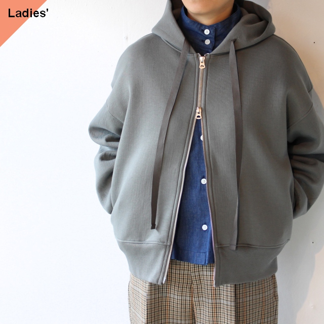 Siora ダンボールニットZIPパーカ Cardboard knit zip parka（モスグレー）