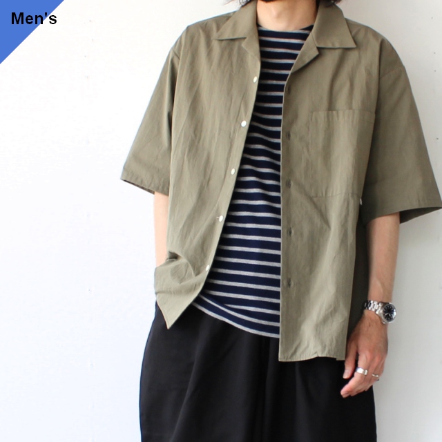 amne シャンブレーオープンカラーシャツ CHAMBRAY HS SHIRT O.C　（Olive）