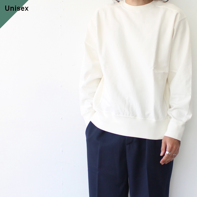 Siora 度詰めヘビーウェイトクルー Fleece machine reverse crewneck　（Off white）