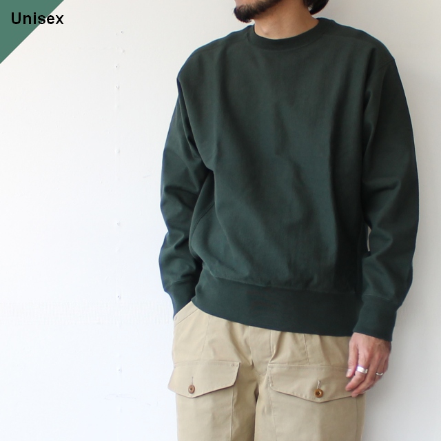 Siora 度詰めヘビーウェイトクルー Fleece machine reverse crewneck　（Pine Green）