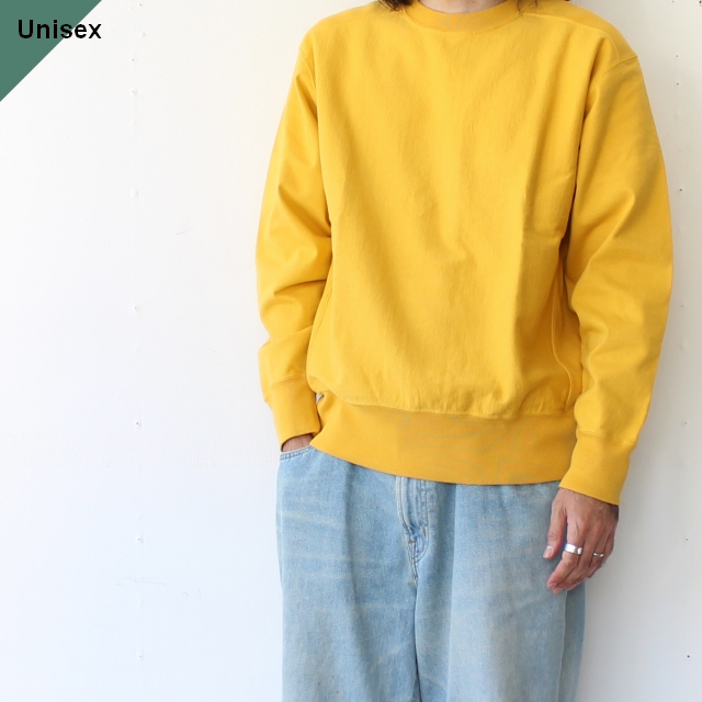 Siora 度詰めヘビーウェイトクルー Fleece machine reverse crewneck　（Saffron）