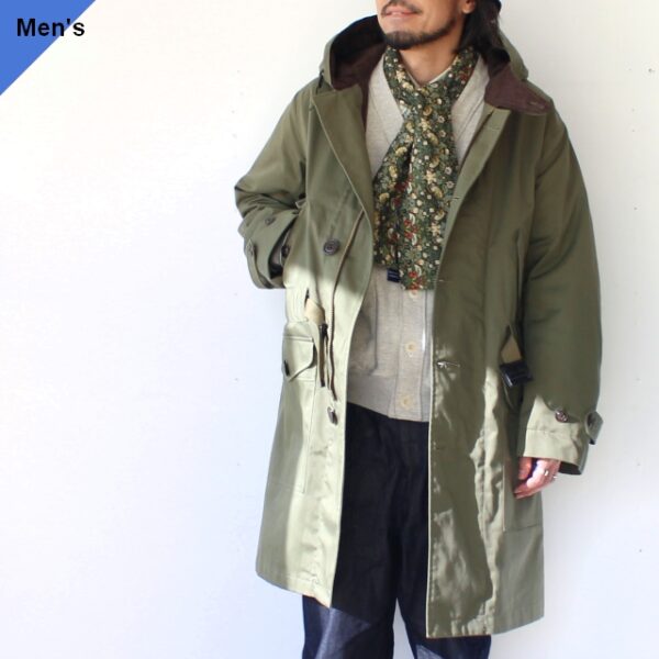 Soundman　C/Nフードロングコート Selby　（Olive Green）