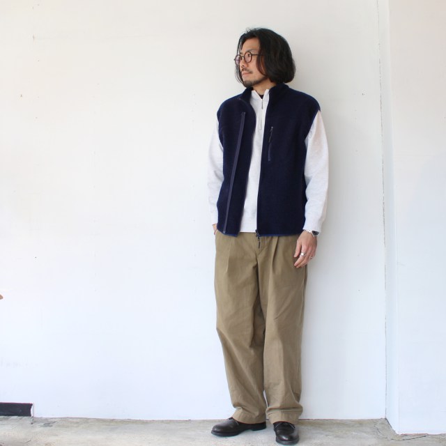melple ウールパイルベスト Marced Wool Vest (Navy) - 画像 (5)