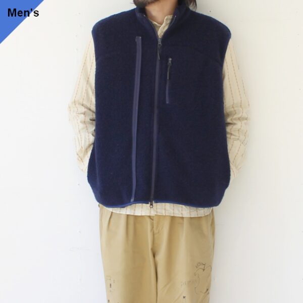 melple ウールパイルベスト Marced Wool Vest　（Navy）