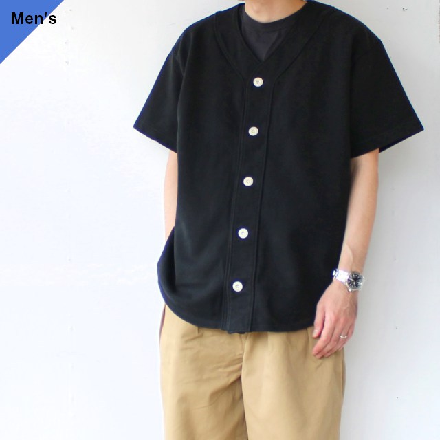 Siora インレイスウェットベースボールシャツ Inlay baseball shirt　（Ink Black）