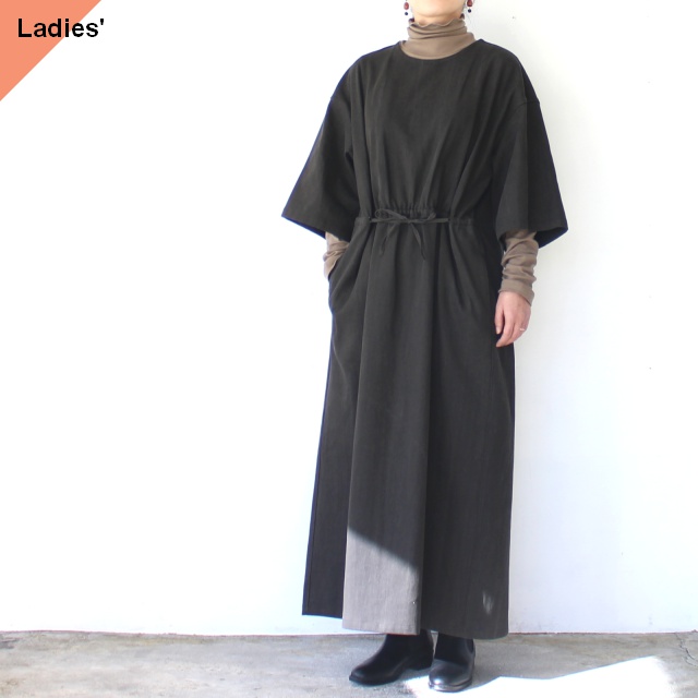 HAVERSACK 墨染ツイル5分袖ワンピース Ink dyed twill half-sleeve onepiece / 322530