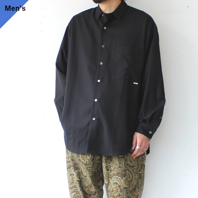 amne TRギャバジンレギュラーカラーシャツ GABARDINE Classic Shirts (Black)
