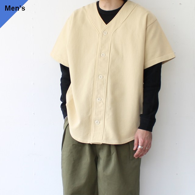 Siora インレイスウェットベースボールシャツ Inlay baseball shirt (Beige)