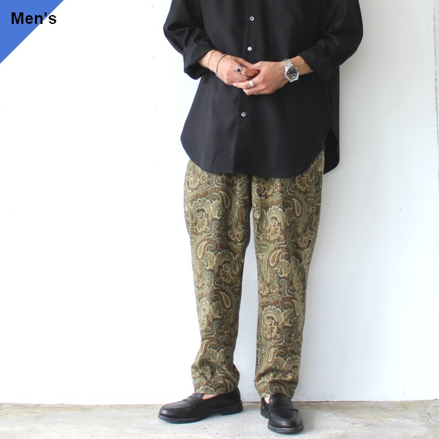 weac. ネルペイズリーイージーパンツ RELAX PANTS - Paisley　（Olive）