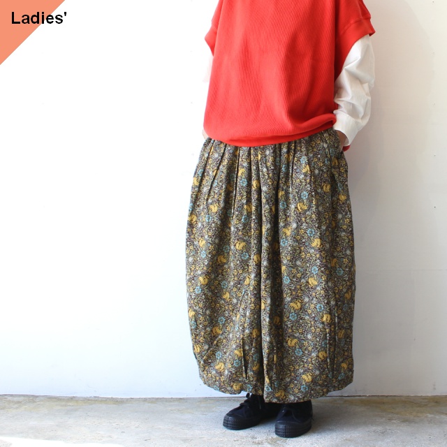HARVESTY コーデュロイサーカスキュロット FLOWER CORDUROY CIRCUS CULOTTES　（Brown）