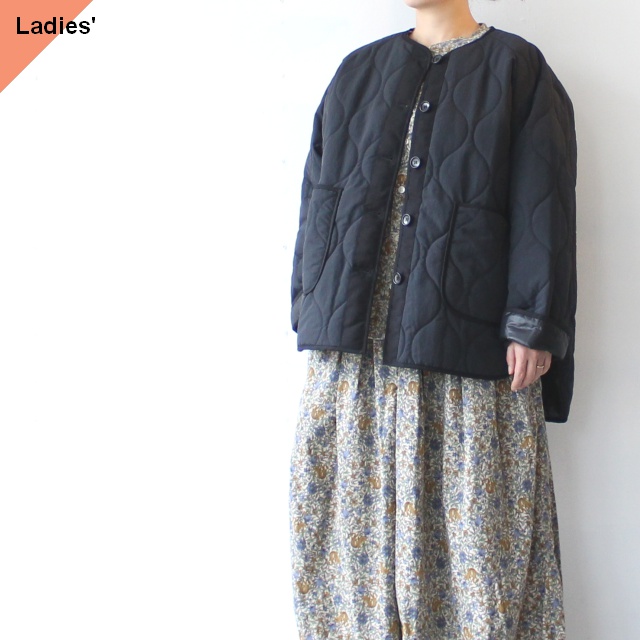 SETTO ノーカラーキルティングジャケット QUILT JKT　（Black）