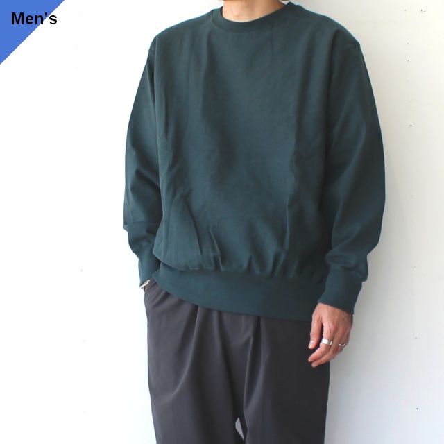 Siora コットンウールヘビースウェットクルー Cotton wool fleece machine reverse sweat (Black olive)