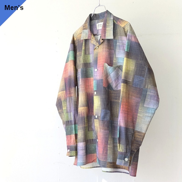 weac. マルチカラーチェックオープンカラーシャツ RAINY BLUE　（Multi Color Check）
