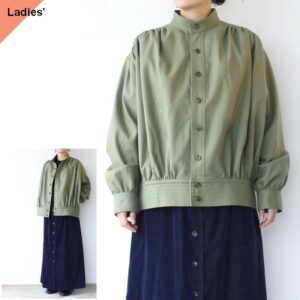 Bohemians 2重織りコットンツイルブルゾンシャツ Organic cotton blouson shirt　（Olive drab）