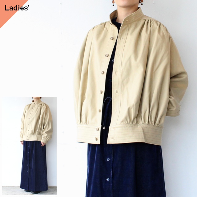 Bohemians 2重織りコットンツイルブルゾンシャツ Organic cotton blouson shirt　（Beige）