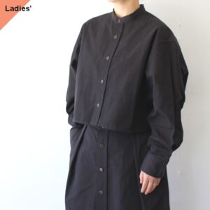 HAVERSACK 80/2高密度シャンブレー クロップドバンドカラーシャツ Chambray cropped bandcollar shirt / 322501　（Dark Brown）