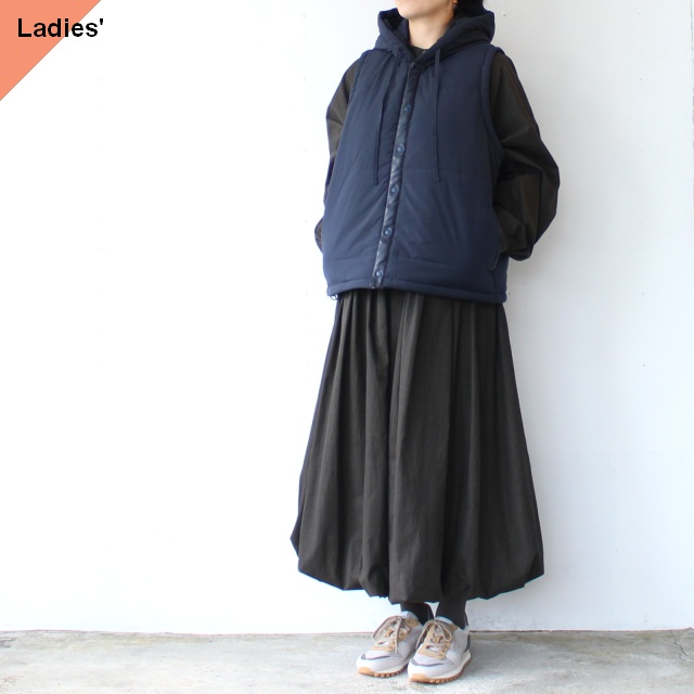 IKITSUKE 中綿フードベスト Padding hood vest　（Navy）