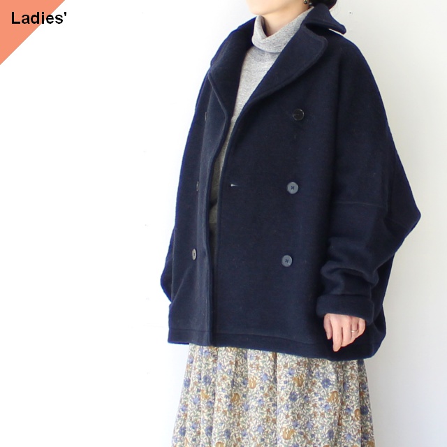 IKITSUKE シェットランドウールドルマンPコート　（Navy）
