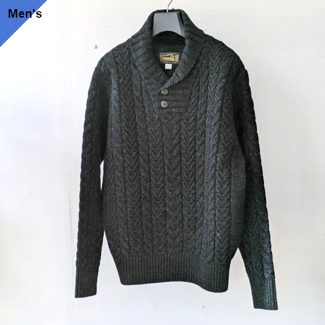 Orgueil アランショールニット Aran Sweater / OR-9108　（Black）
