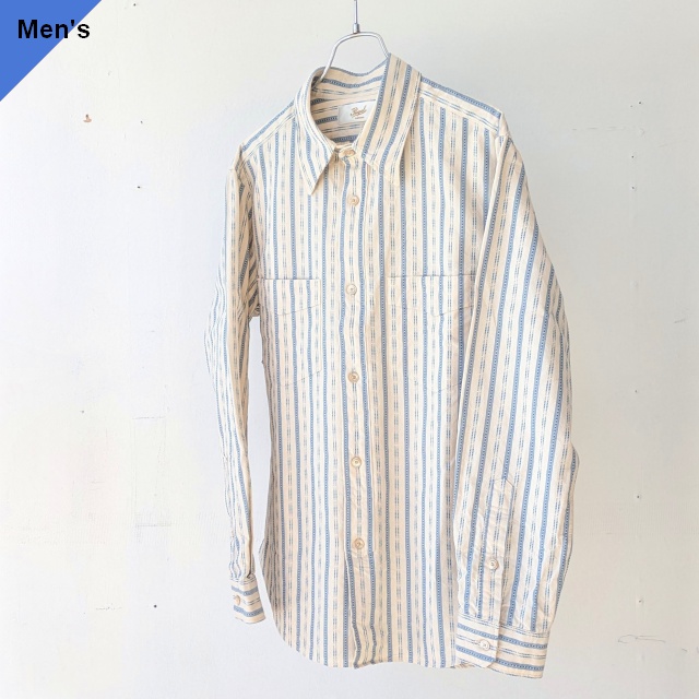 PREQUEL ヴィンテージジャガードストライプワークシャツ Jacquard striped work shirt　（Beige）