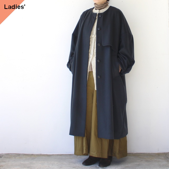 SETTO ノーカラーウールコート GAN COAT　（Dark gray）