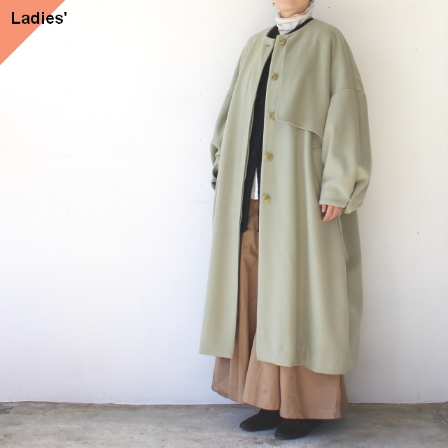 SETTO ノーカラーウールコート GAN COAT　（Light green）