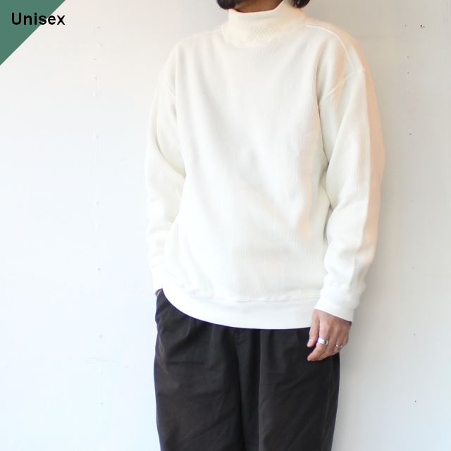 Siora 裏起毛畦編みハイネックコットンニット Brushed rib stitch high collar knit　（Off white）