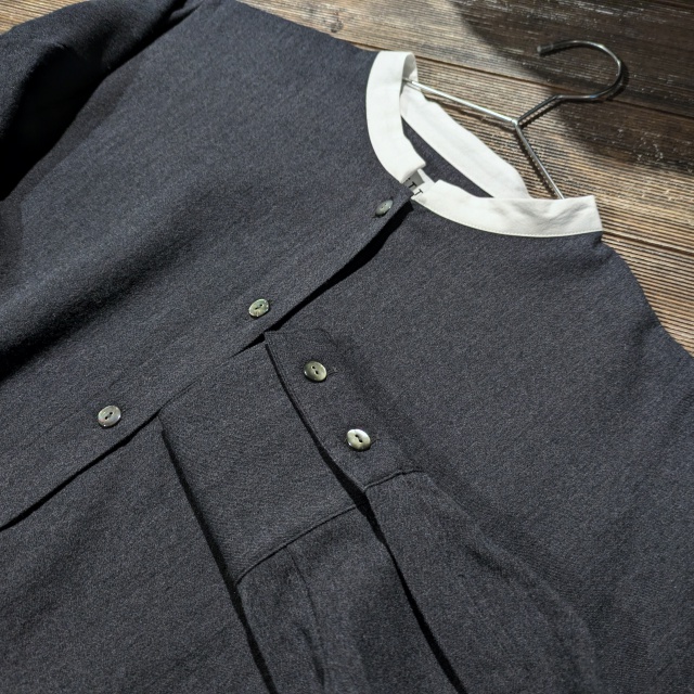 SETTO ウールモダールギャバクレリックバンドカラーシャツ / CLE SHIRT - 画像 (4)