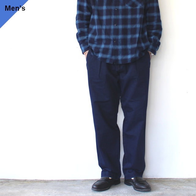 Bohemians Dark denim tuck easy pants　（Navy）