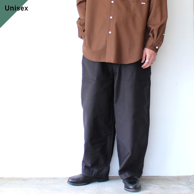 HARVESTY ビッグファティーグパンツ Slab back satin Big fatigue pants (Black)