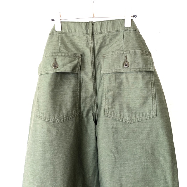HARVESTY ビッグファティーグパンツ Slab back satin Big fatigue pants (Military green) - 画像 (3)