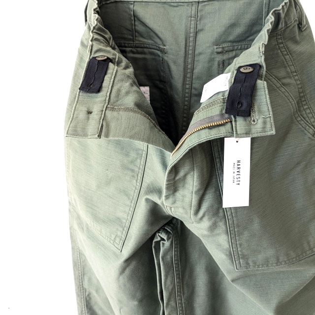 HARVESTY ビッグファティーグパンツ Slab back satin Big fatigue pants (Military green) - 画像 (4)