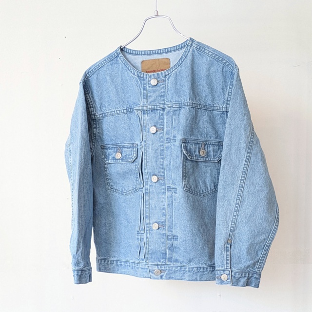 sasanqua by trees ノーカラー2ndデニムジャケット No collar 2nd denim jacket (Ice bleach) - 画像 (2)