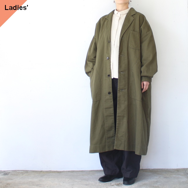 sasanqua by trees コットンリネンフレンチワークコート C/L French work coat (Olive)
