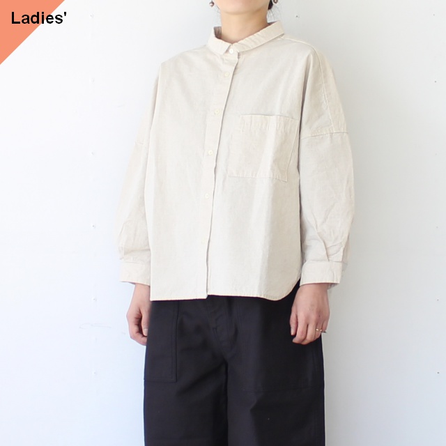 sasanqua by trees コットンヘンプオーバーシャツ Cotton hemp over shirts (Ivory)