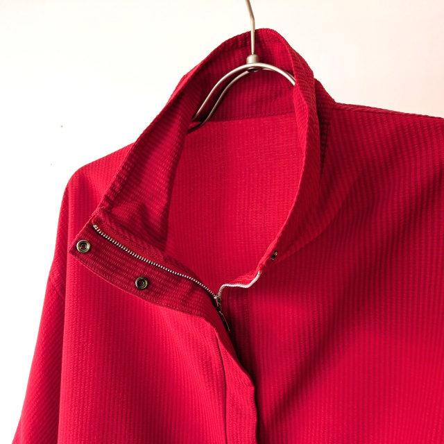 IKITSUKE シアサッカースタンドブルゾン / ZIP STAND BLOUSON (RED) - 画像 (3)