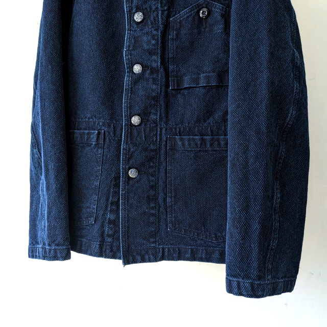 Soundman Marshall インディゴ刺子ショールカラーカバーオール (Indigo) - 画像 (3)