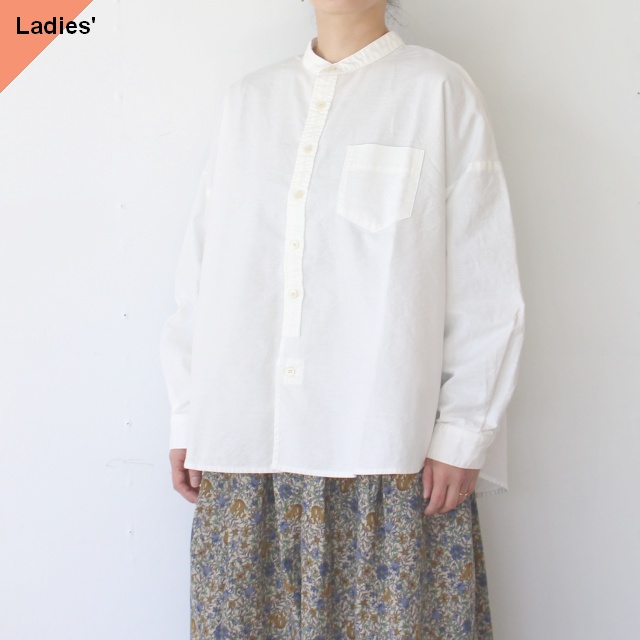 sasanqua by trees オックスB.Cオーバーシャツ Ox work over shirt　（White）