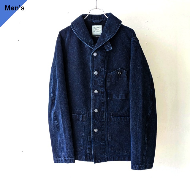 Soundman Marshall インディゴ刺子ショールカラーカバーオール (Indigo)