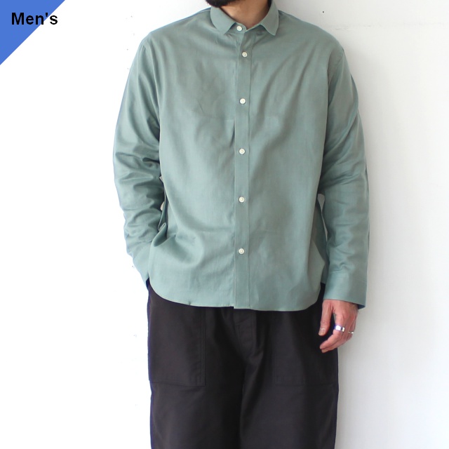 weac. NOKAMIKUN 綿麻レギュラーカラーシャツ　（Green）