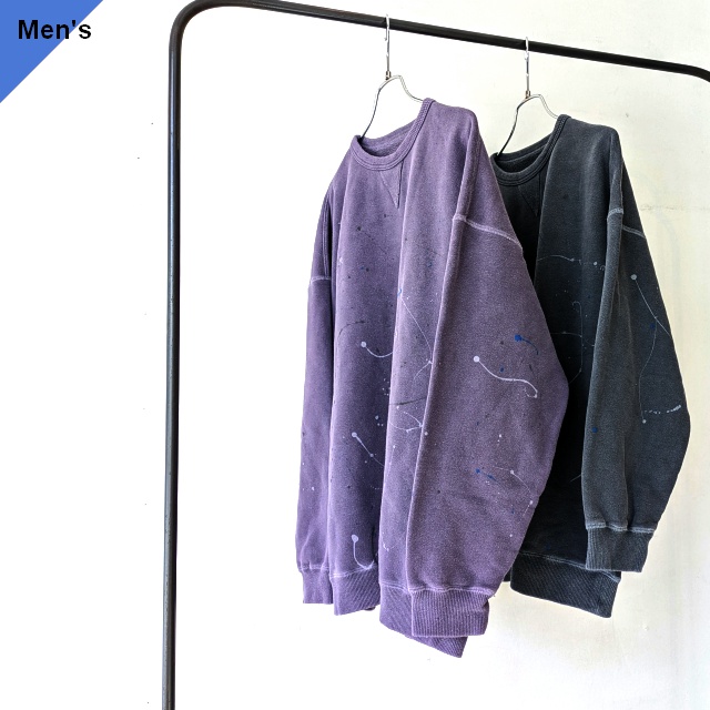 weac.　COVERED HAND PAINT ペイントルーズスウェットクルー