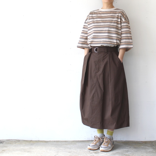 HAVERSACK ベルテッドコクーンスカート C/S-Typewriter Belted Cocoon Skirt / 662624 (Brown) - 画像 (3)