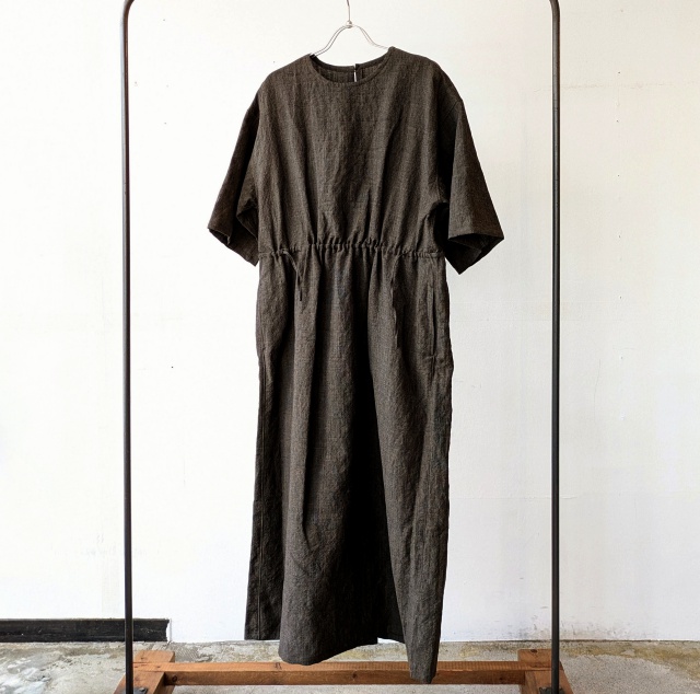 HAVERSACK リネンウールグレンチェック5分袖ワンピース W/L Glen-check half-sleeve onepiece - 画像 (2)