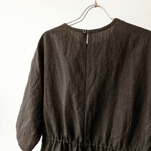 HAVERSACK リネンウールグレンチェック5分袖ワンピース W/L Glen-check half-sleeve onepiece - 画像 (4)