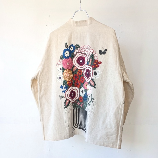 Bohemians 綿麻ブーケプリントスタンドカラーシャツ / C/L Bouquet Pop China-collar shirt - 画像 (3)