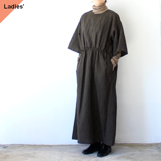 HAVERSACK リネンウールグレンチェック5分袖ワンピース W/L Glen-check half-sleeve onepiece