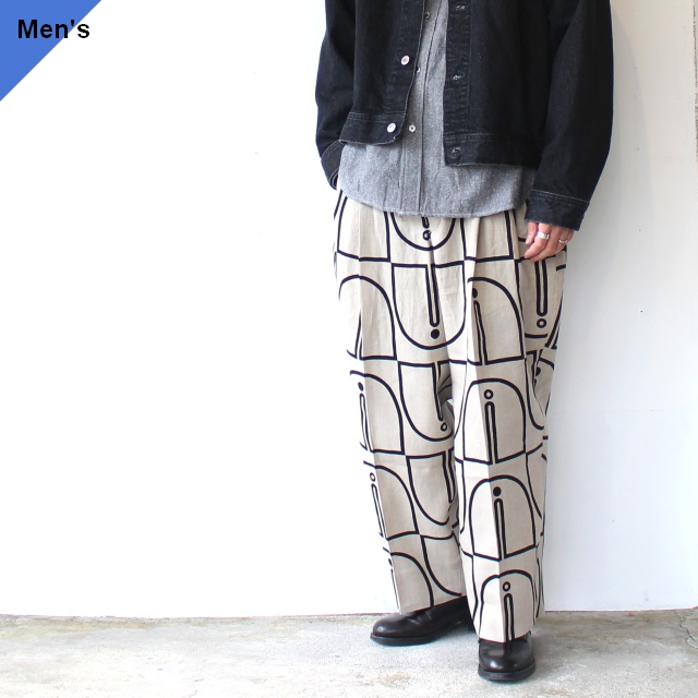 HAVERSACK ウッドブロックプリントタックワイドトラウザー Woodblock-Print Tuck Wide Trousers