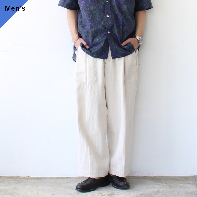 HAVERSACK 綿麻ヘリンボーンユーティリティトラウザー C/L-Herringbone utility trousers 　（Natural）