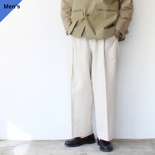 HAVERSACK 綿麻ヘリンボーンユーティリティトラウザー C/L-Herringbone utility trousers 　（Natural）