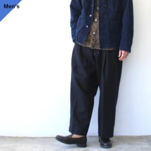 HAVERSACK 綿麻ヘリンボーンユーティリティトラウザー C/L-Herringbone utility trousers 　（Black）
